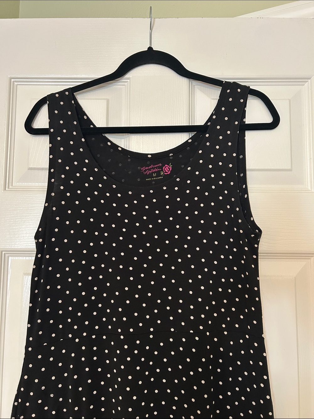 Gudrun Sjoden Black Sleeveless Dress White Polka Dot Print - Picture 3 of 8